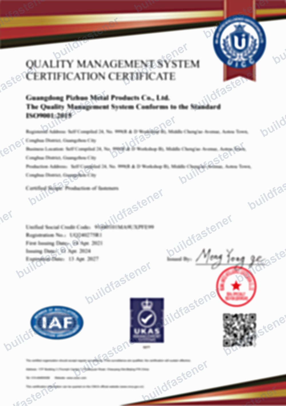 ISO 9001:2015 Certificate